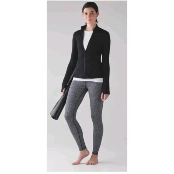 Lululemon Women 8 Heathered Black Mid Rise "Wunder Under" Athletic Leggings - Picture 1 of 6